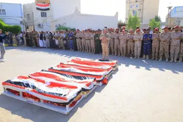 مأرب: تشييع مهيب لجثمان العميد أحمد بحيبح وأربعة من رفاقه